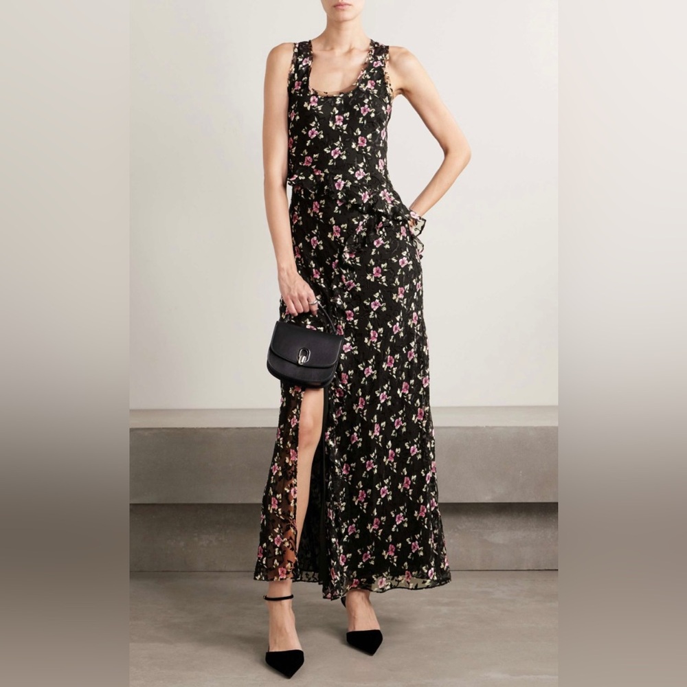LoveShackFancy Thisbe Floral Silk Blend Maxi Dress Size XS NWT